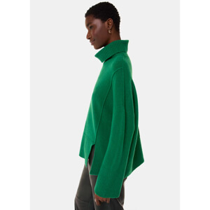 Whistles Green Wool Mix Roll Neck Knit